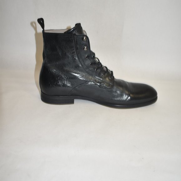 Allsaints Men's Mikkel Leather Combat Boots Black Size 45 EU 12 US - Picture 6 of 12